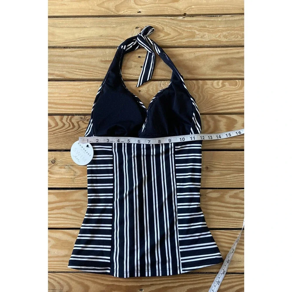 NWT DownEast Seaside Stripe Tankini Top Small Black Ivory Padded MSRP $39.99 - Picture 7 of 7